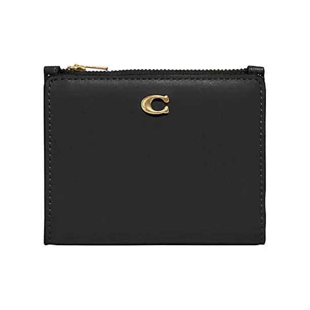 COACH Cow Leather Coin Purse Card Holder, Wallet Mini Women's Black-0
