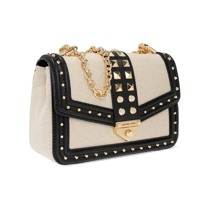 MICHAEL KORS Soho Canvas With Leather Crossbody Bag, Shoulder Bag Women's Black & White-1