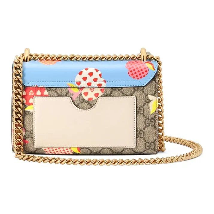 GUCCI Padlock Canvas With Leather Box Bag, Shoulder Bag, Crossbody Bag Trumpets Women's Blue/Ebony-3