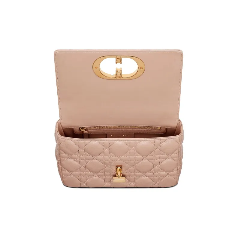 DIOR Caro Soft Cannage Calfskin Shoulder Bag Crossbody Bag Small Size Women's Nude Pink-2