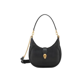 BVLGARI Serpenti Ellipse Cow Leather Shoulder Bag, Portable Crossbody Bag Women's Black