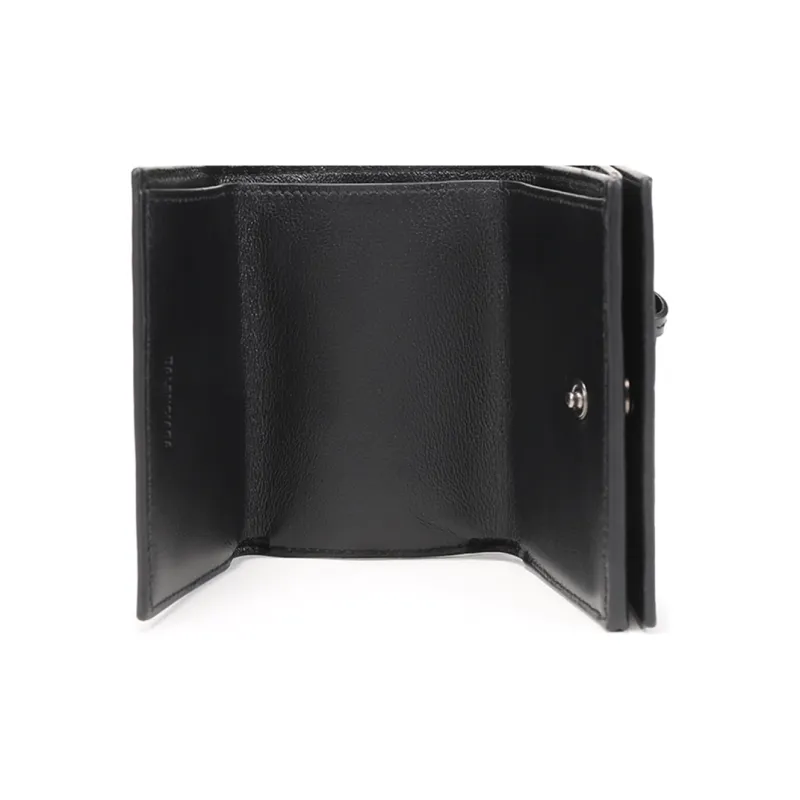 Balenciaga Cow Leather Wallets With Money Clip Mini Women's Black-6