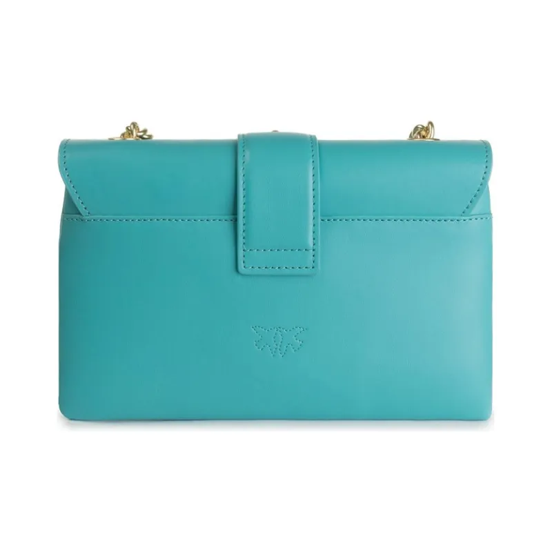 PINKO Leather Swallow Bag, Crossbody Bag, Shoulder Bag Medium Size Women's Bright Blue-3