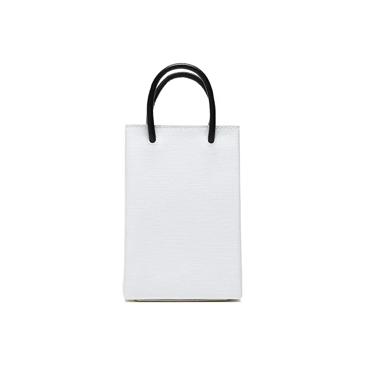 Balenciaga Leather Tote Bag Shopping Bag Cell Phone Pouch Crossbody Handbag Shoulder Bag Regular Women's White-4