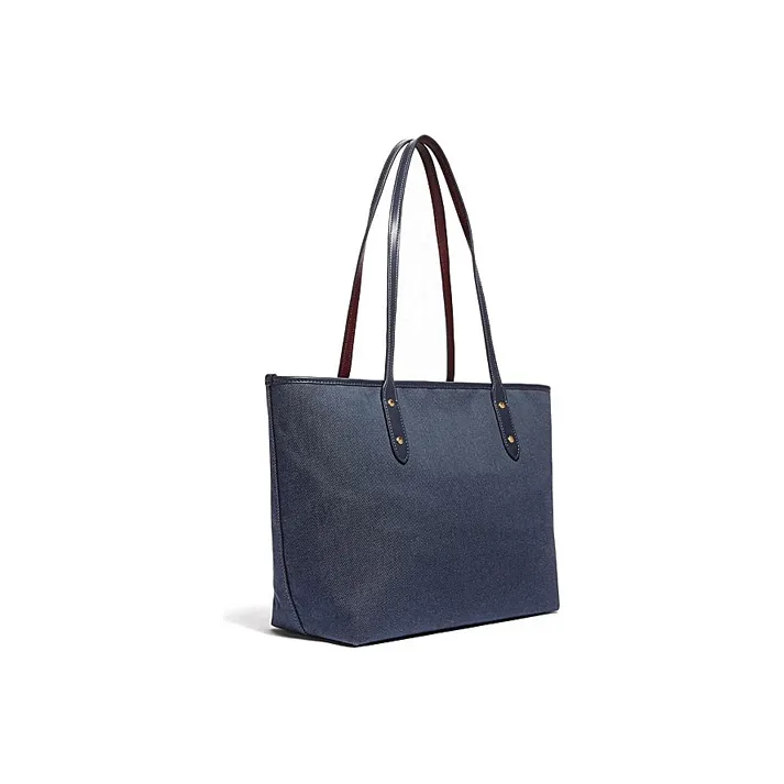 COACH City Zip Tote Fabric With Cow Leather Tote Bag Shopping Bag Handbag Shoulder Bags Women's Denim Blue-1