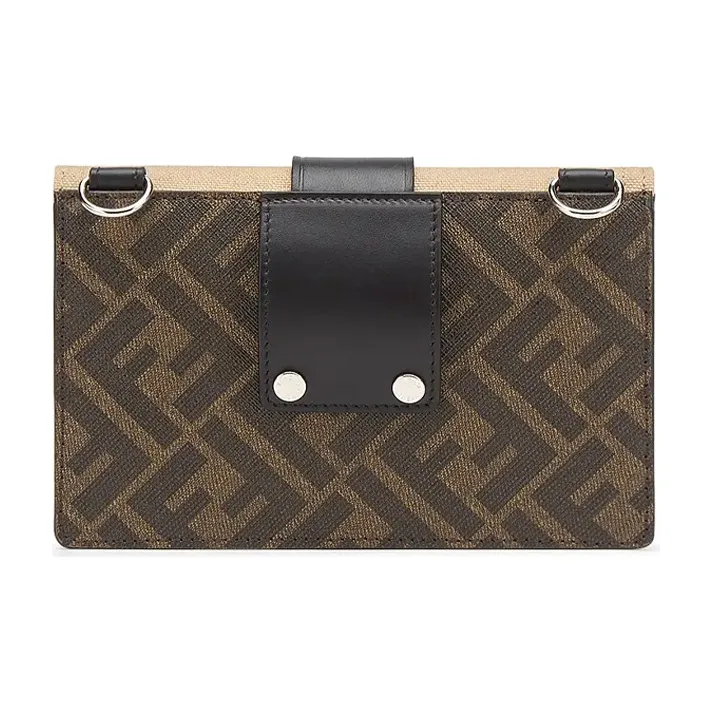FENDI Baguette Canvas With Leather Baguette Bag, Clutch, Shoulder Bag, Crossbody Bag Regular Men's Brown/Beige-4