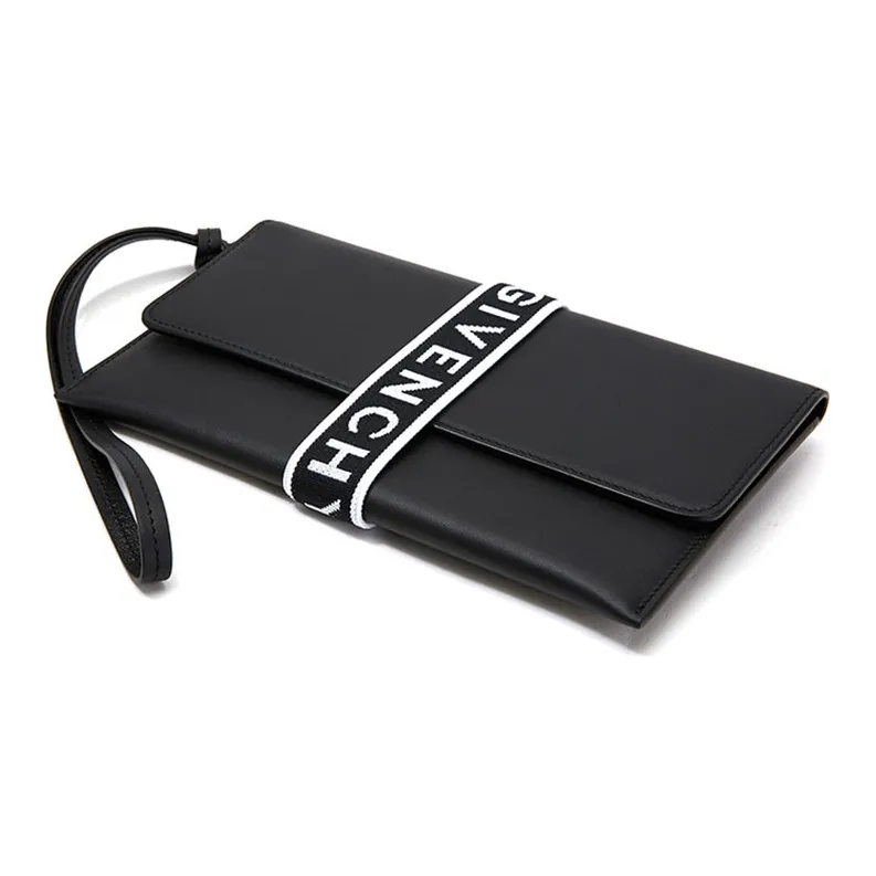 GIVENCHY Leather Envelope Bag Clutches Unisex Black-1