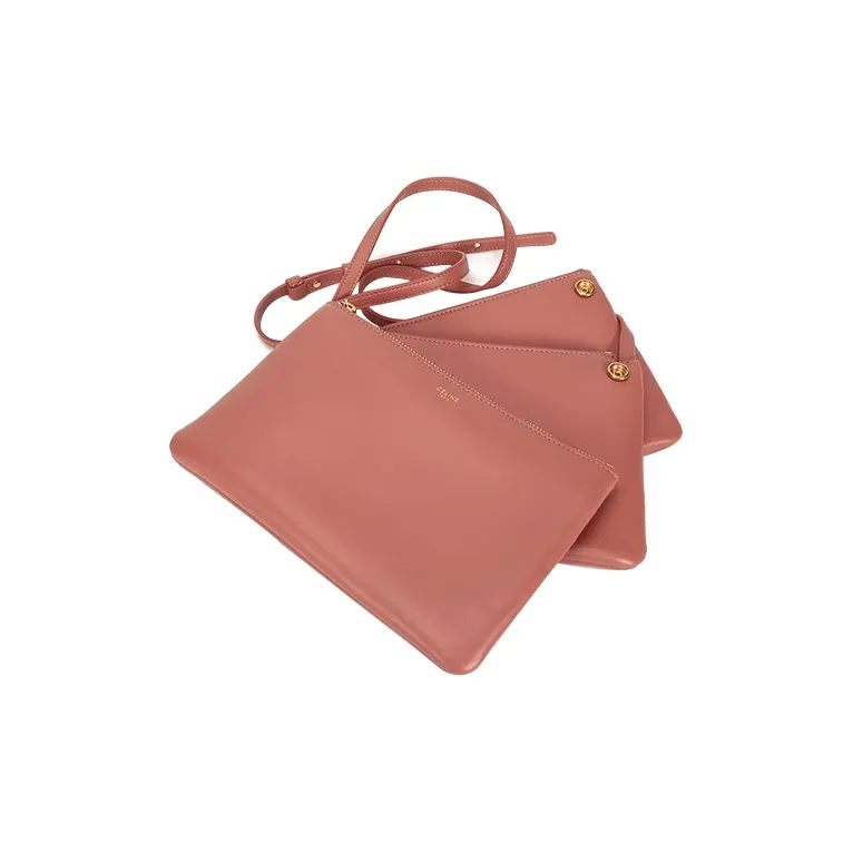 CELINE Trio Sheepskin Clutch, Crossbody Bag, Shoulder Bag Women's Litchi Color-6
