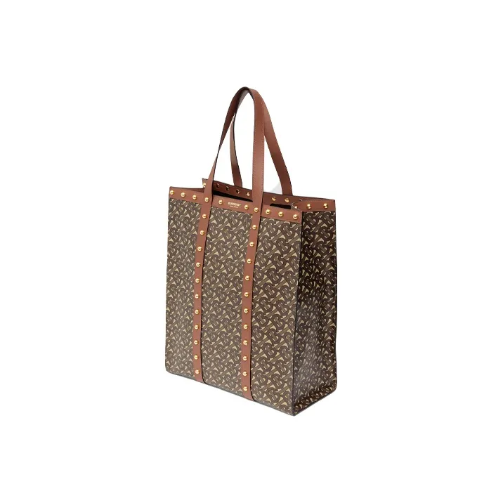 Burberry Cow Leather Tote Bag Shopping Bag Handbag Women's Tan-2