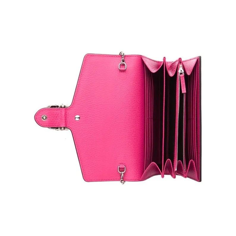 GUCCI Dionysus Leather Patchwork Cow Leather Chain Wallet Shoulder Bag Crossbody Bag Mini Women's Fuchsia-4