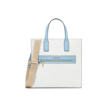 MICHAEL KORS Kenly Artificial Leather Tote Bag Shopping Bag Shoulder Bag Handbag Large Size Women's Blue & White