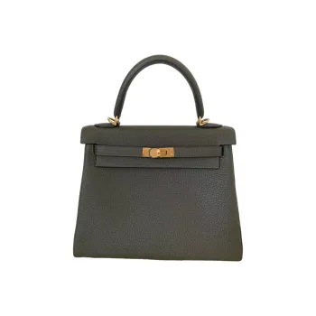 HERMES Kelly Togo Calfskin Kelly Bag Handbags Women's C6 Vert De Gris Gray Green
