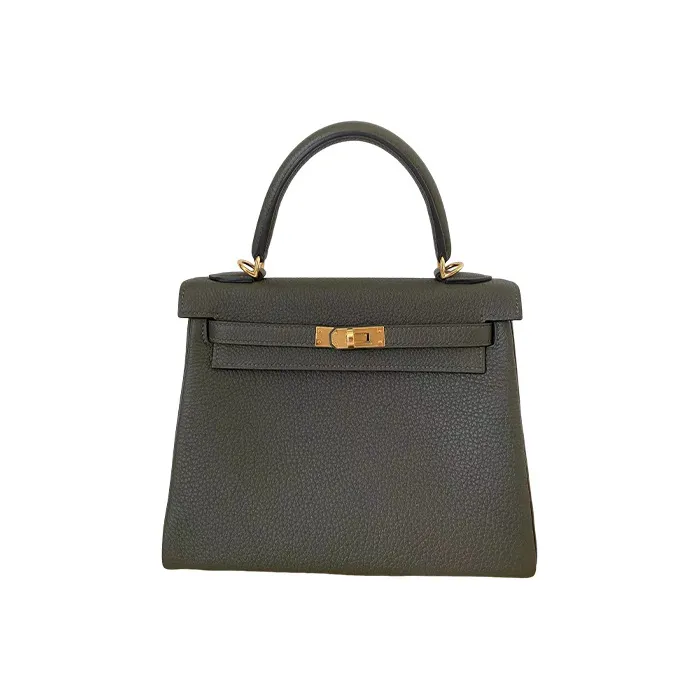 HERMES Kelly Togo Calfskin Kelly Bag Handbags Women's C6 Vert De Gris Gray Green-0