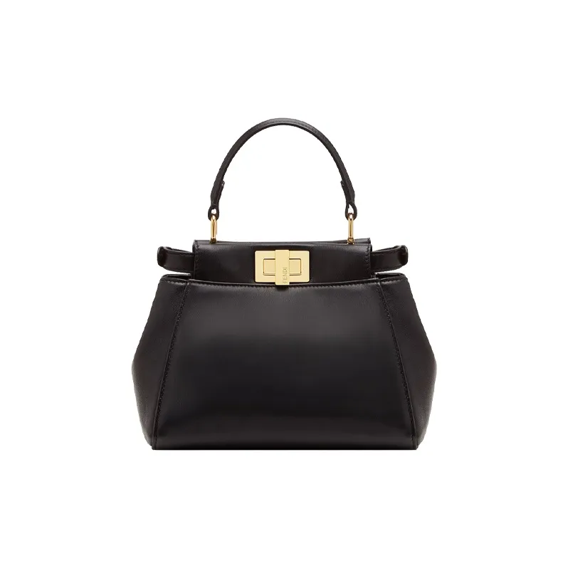 FENDI Peekaboo Nappa Leather Handbag Mini Women's Black-2