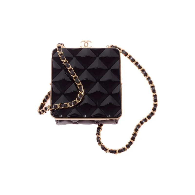 CHANEL Sheepskin Clutch, Makeup Bag, Shoulder Bag, Crossbody Bag Women's Black-0