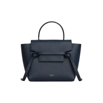 CELINE Belt Grained Cow Leather Handbag One Shoulder Handbags Nano Women's Haze Blue