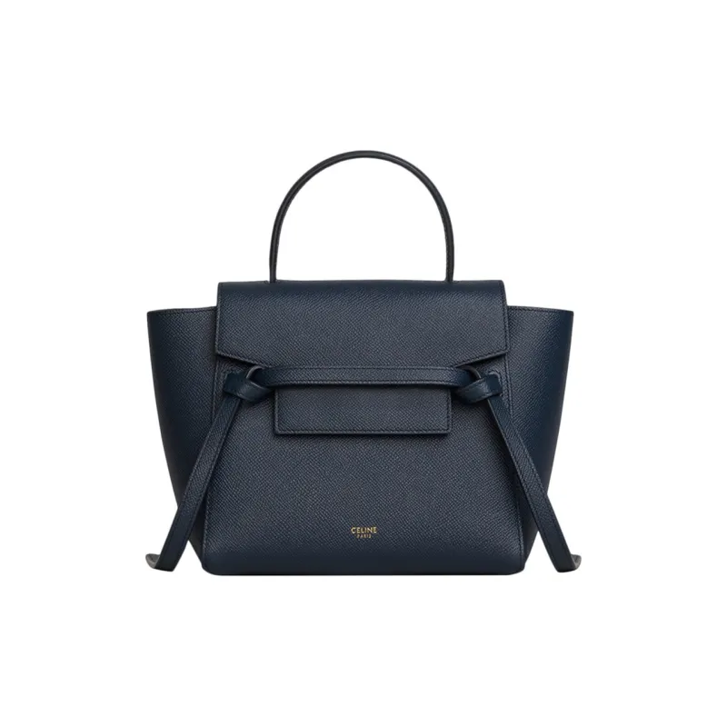 CELINE Belt Grained Cow Leather Handbag One Shoulder Handbags Nano Women's Haze Blue-0