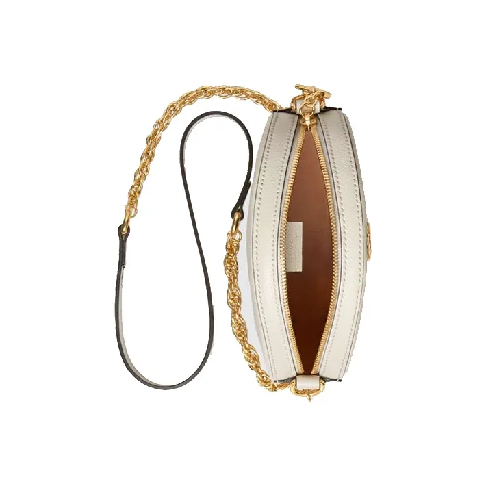 GUCCI Leather Round Bag, Crossbody Bag, Shoulder Bag Women's White-5