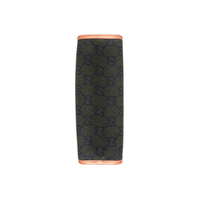 GUCCI Wool Patchwork Leather Tote Bag Shopping Bag Shoulder Bag Crossbody Bag Handbag Unisex Brown-6