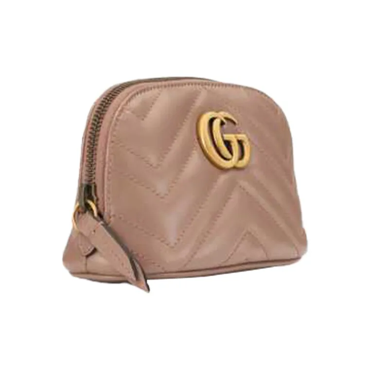 GUCCI GG Marmont Quilting Leather Makeup Bags Toiletry Bags Medium Size Women's Nude Pink-1