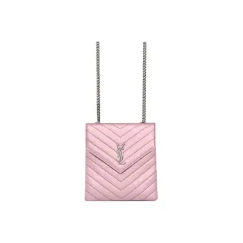 SAINT LAURENT Cow Leather And Leather Shoulder Bag Crossbody Bag Women's Pink Gold