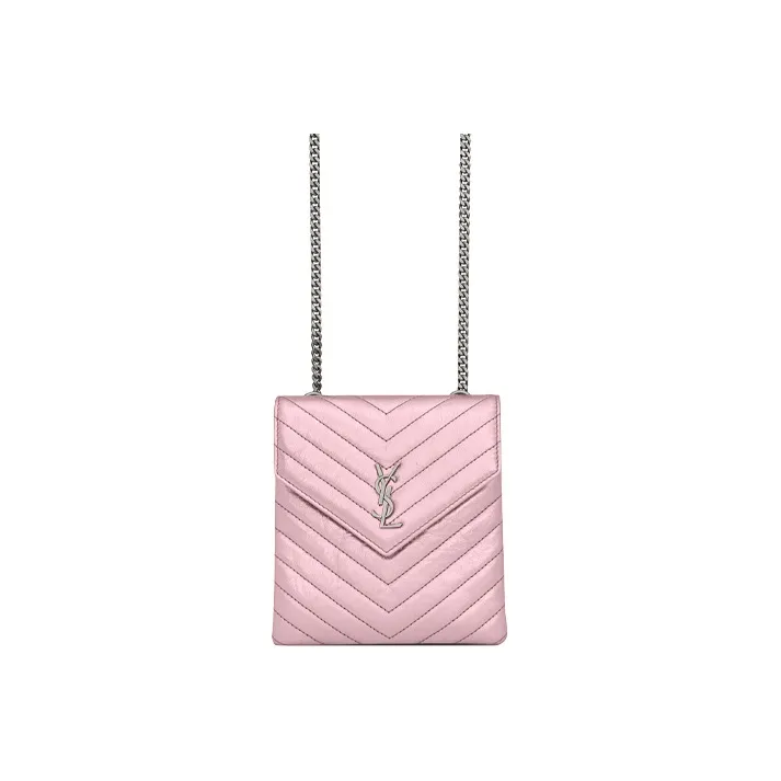 SAINT LAURENT Cow Leather And Leather Shoulder Bag Crossbody Bag Women's Pink Gold-0
