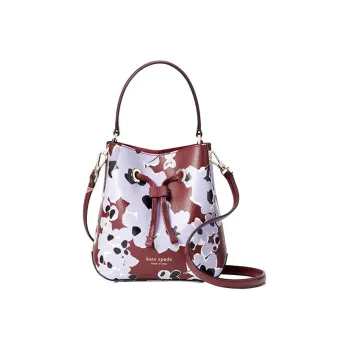 Kate Spade Cow Leather Bucket Bag Handbag Shoulder Bag Crossbody Bag Small Size Women's Purple & Burgundy Multicolor