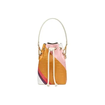 FENDI Mon Tresor Calfskin Bucket Bags Handbags Small Size Women's Brown & White & Light Pink