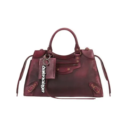 Balenciaga Cow Leather Handbag Men's Burgundy