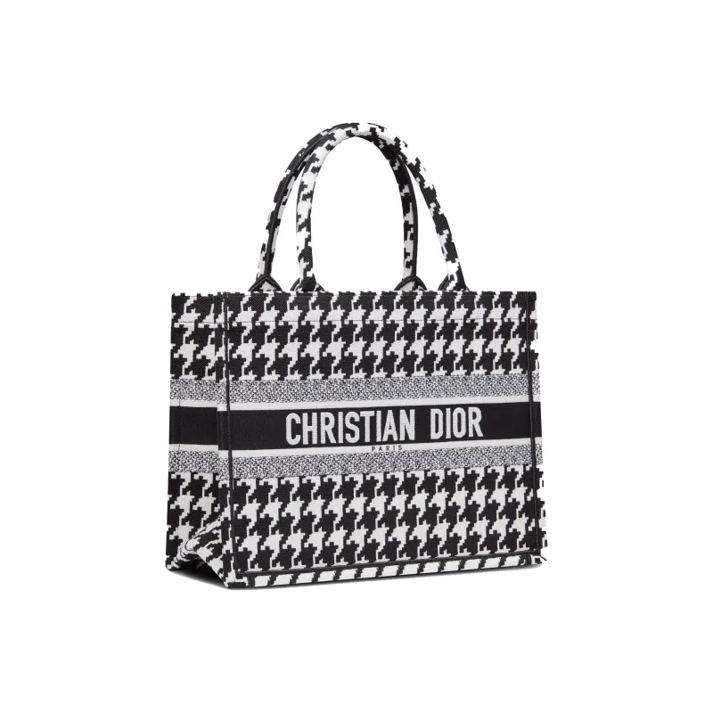 DIOR BookTote Leather Tote Bag, Shopping Bag, Shoulder Bag, Handbag Medium Size Women's Black/White-2