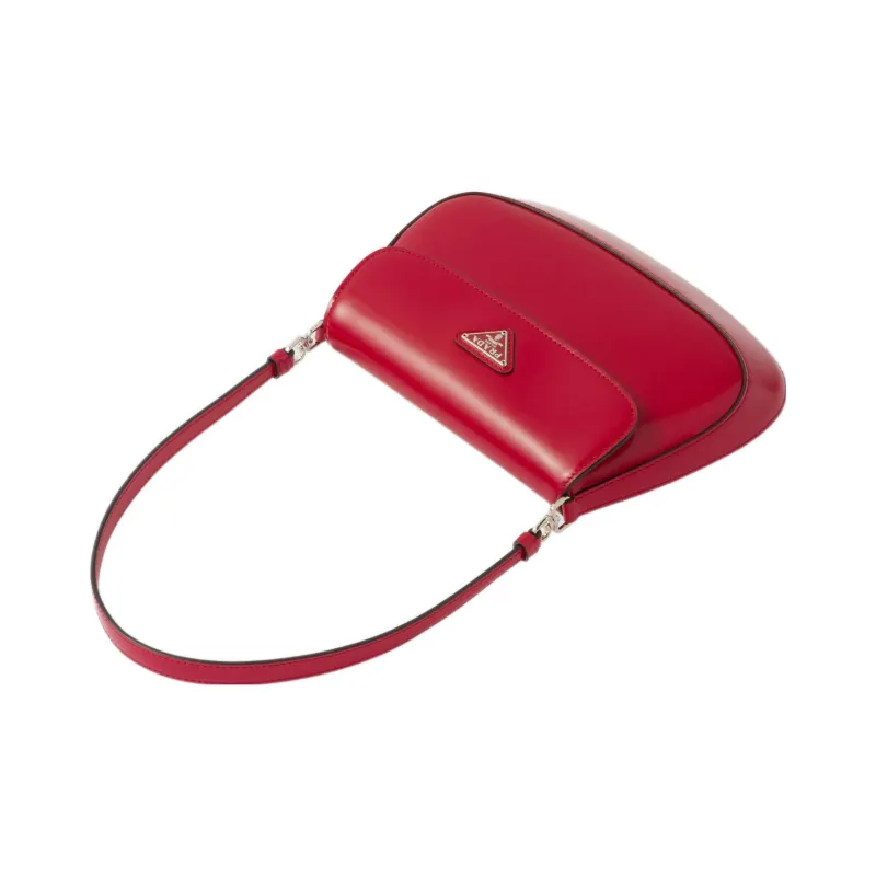 PRADA Leather Crescent Bag Shoulder Handbag Women's Scarlet-1