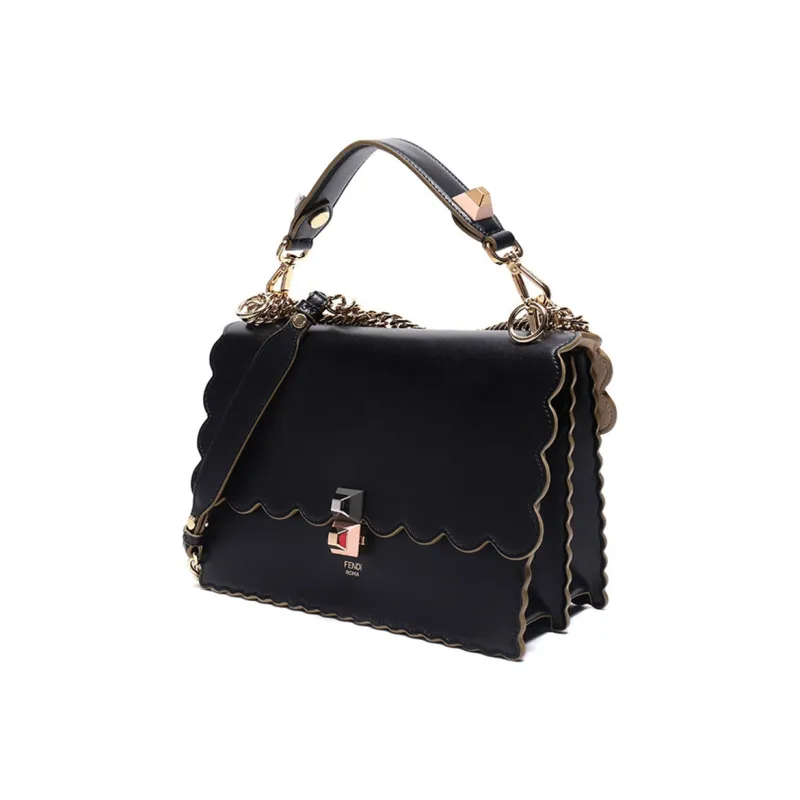 FENDI Cow Leather One Shoulder Handbag Regular Women's Black-1