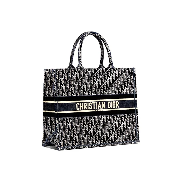 DIOR BookTote Velvet Embroidery Shopping Bag Tote Bag Shopping Bag Handbag Regular Women's Blue-3