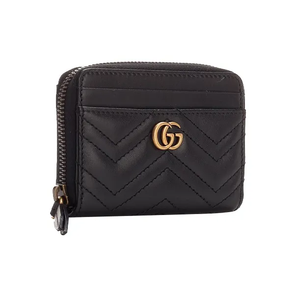 GUCCI Marmont Leather Coin Purse Regular Women's Black-1