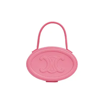 CELINE Cuir Triomphe Cow Leather Round Bag Handbag Women's Pink
