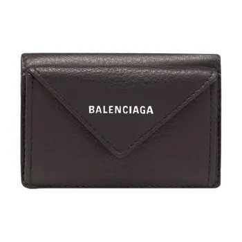 Balenciaga PAPIER Cow Leather Wallet Mini Unisex Black