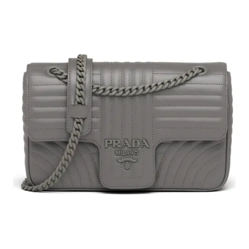 PRADA Cow Leather Shoulder Bag Women's Marble Gray