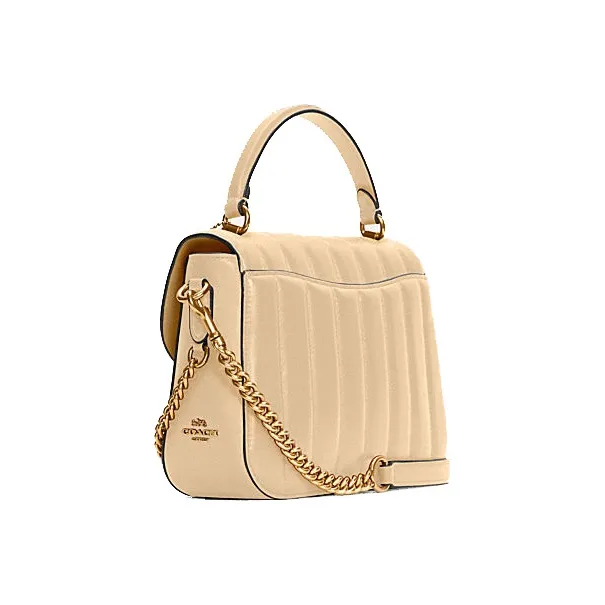 COACH × Jennifer Lopez Collaboration Marlie Leather Pillow Bag, Handbag, Crossbody Bag Medium Size Women's Ecru-1