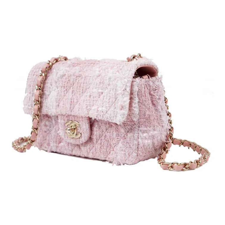 CHANEL Tweed Shoulder Bag, Crossbody Bag Mini Women's Pink-1