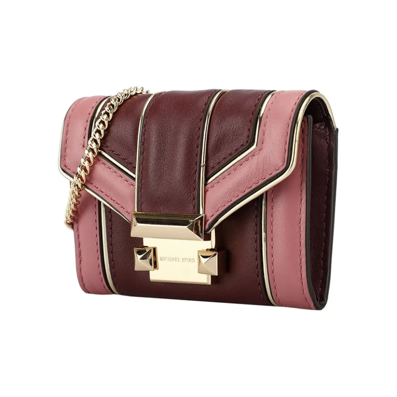 MICHAEL KORS Whitney Leather Coin Purse Clutch Women's Burgundy-1