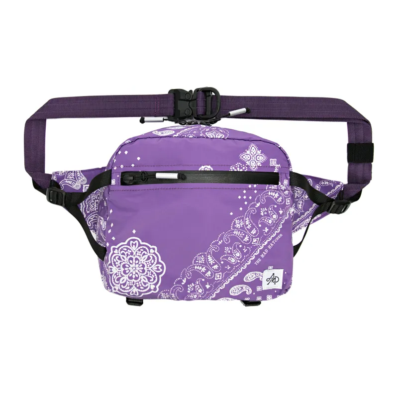 The MAD HATcher Polyester Casual Print Shoulder Bag Crossbody Bag Fanny Pack Small Size Unisex Black/Navy Blue/Purple-9