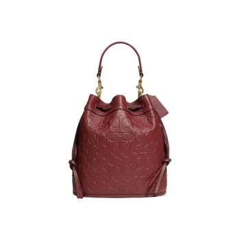 COACH Field Leather Crossbody Bag Shoulder Bag Bucket Bag Handbag Small Size Women's Maroon
