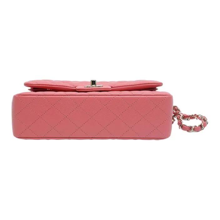 CHANEL Classic Flap CF Caviar Calfskin Shoulder Bag, Crossbody Bag Women's Pink-2