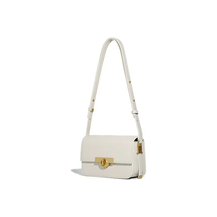 Miss Kung Cow Leather Shoulder Bag Crossbody Bag Small Size Women's White-2