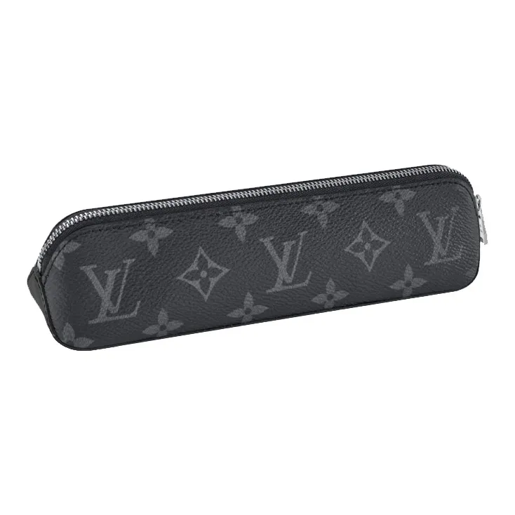 LOUIS VUITTON Canvas Pen Pouch Clutch Unisex Black Gray Color-0