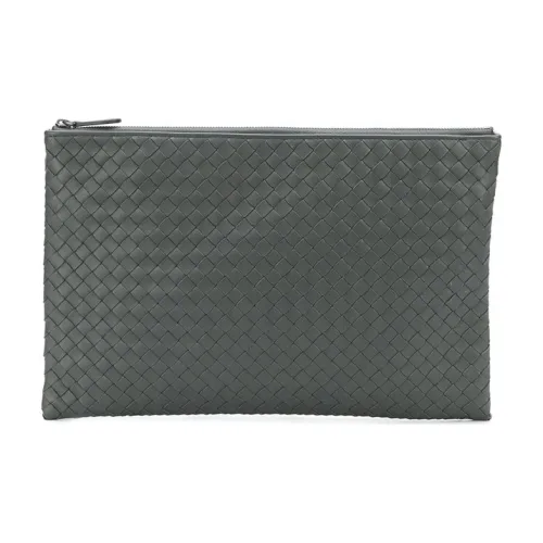 Bottega Veneta Sheepskin Clutch Large Size Unisex Gray