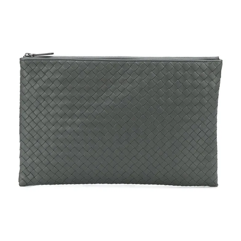 Bottega Veneta Sheepskin Clutch Large Size Unisex Gray-0