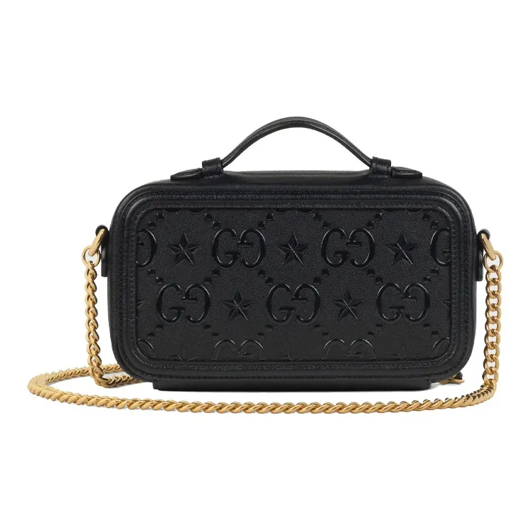 GUCCI Leather Cell Phone Pouch Handbag Shoulder Bag Crossbody Bag Small Size Women's Black-1