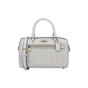 COACH Rowan Canvas With Leather And PVC Portable One Shoulder Pillow Bag, Crossbody Bag Regular Women's White