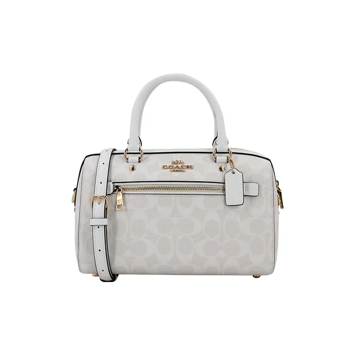 COACH Rowan Canvas With Leather And PVC Portable One Shoulder Pillow Bag, Crossbody Bag Regular Women's White-0